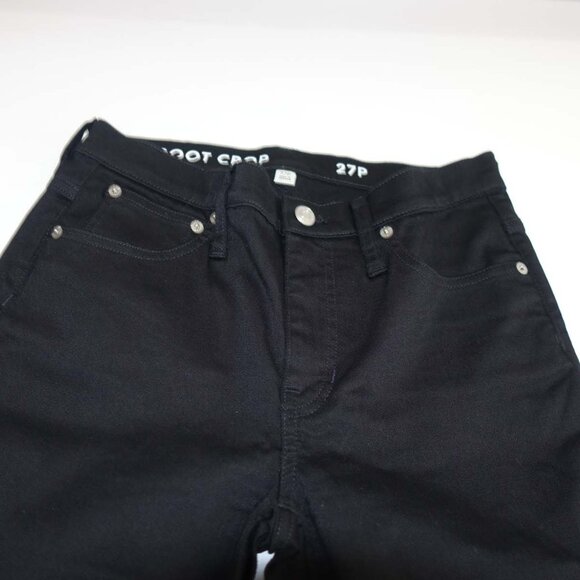 J. Crew Women's Demi Boot Crop Jeans Size 27 Petite Black Mid Rise Raw Hems 27P - Picture 2 of 9